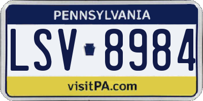 PA license plate LSV8984