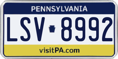 PA license plate LSV8992