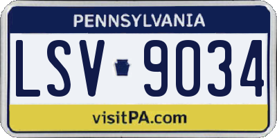 PA license plate LSV9034