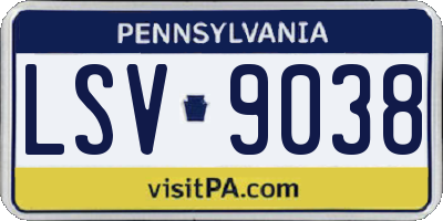 PA license plate LSV9038