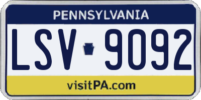 PA license plate LSV9092