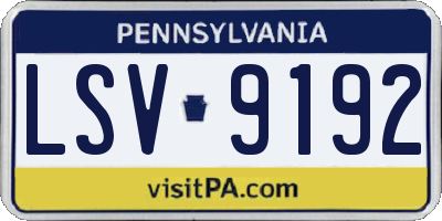 PA license plate LSV9192