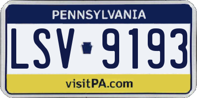 PA license plate LSV9193