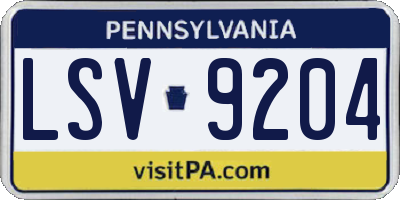 PA license plate LSV9204