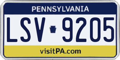 PA license plate LSV9205