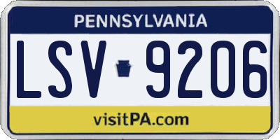 PA license plate LSV9206