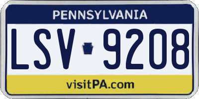 PA license plate LSV9208