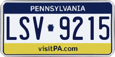 PA license plate LSV9215