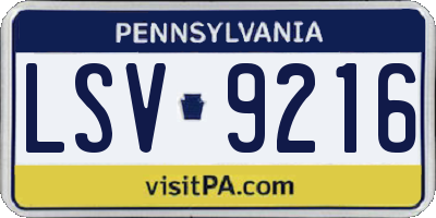 PA license plate LSV9216