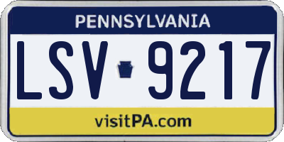 PA license plate LSV9217