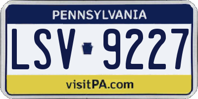 PA license plate LSV9227