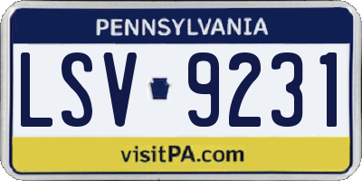 PA license plate LSV9231