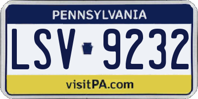 PA license plate LSV9232