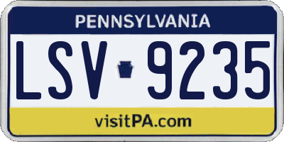PA license plate LSV9235