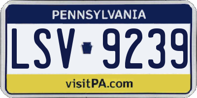 PA license plate LSV9239