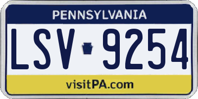 PA license plate LSV9254
