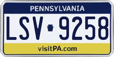 PA license plate LSV9258