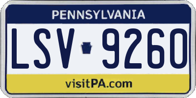 PA license plate LSV9260