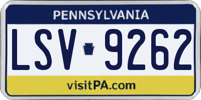 PA license plate LSV9262