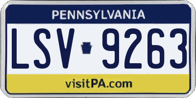 PA license plate LSV9263