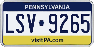 PA license plate LSV9265