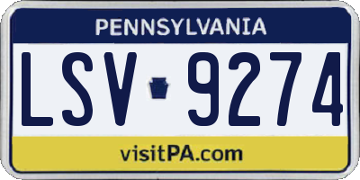 PA license plate LSV9274