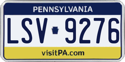 PA license plate LSV9276