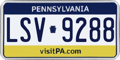 PA license plate LSV9288