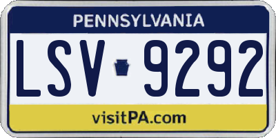 PA license plate LSV9292