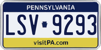 PA license plate LSV9293