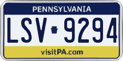 PA license plate LSV9294