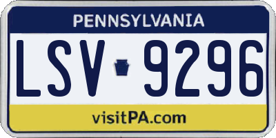 PA license plate LSV9296
