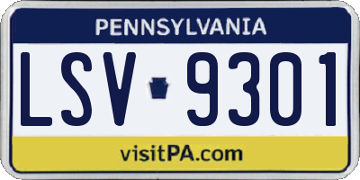 PA license plate LSV9301