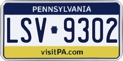 PA license plate LSV9302