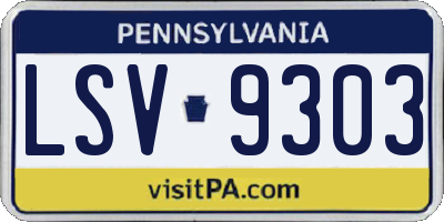 PA license plate LSV9303