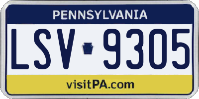 PA license plate LSV9305