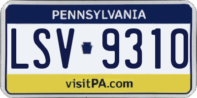 PA license plate LSV9310