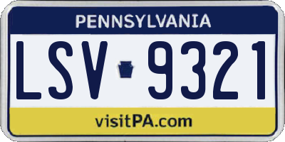 PA license plate LSV9321
