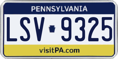 PA license plate LSV9325