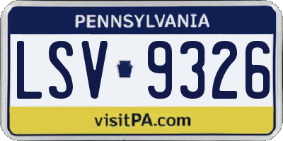 PA license plate LSV9326