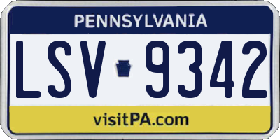 PA license plate LSV9342