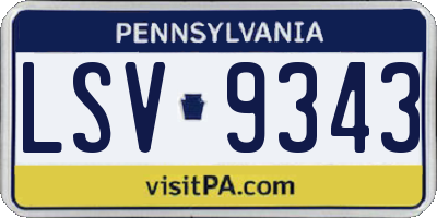 PA license plate LSV9343