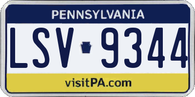 PA license plate LSV9344
