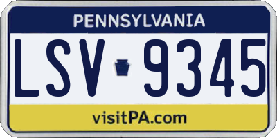 PA license plate LSV9345