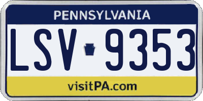 PA license plate LSV9353