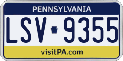 PA license plate LSV9355
