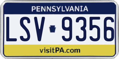 PA license plate LSV9356