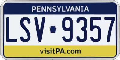 PA license plate LSV9357