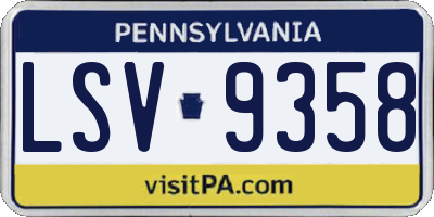 PA license plate LSV9358