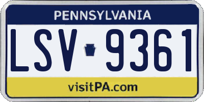 PA license plate LSV9361